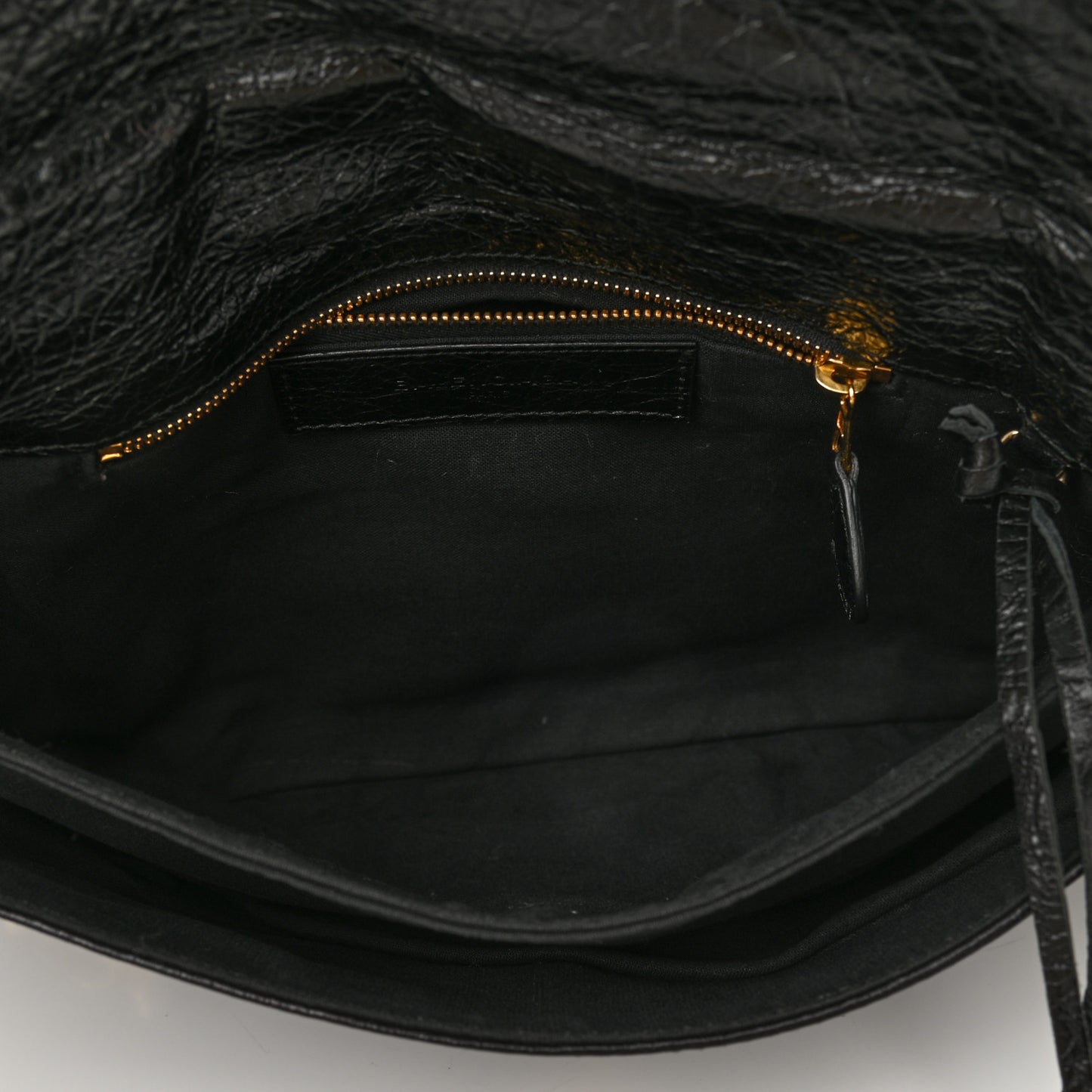 Agneau Giant 12 Gold Hardware Envelope Strap Clutch Black