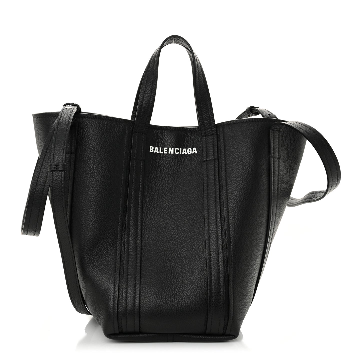 Grained Calfskin Small Everyday North South Shoulder Tote Bag Black