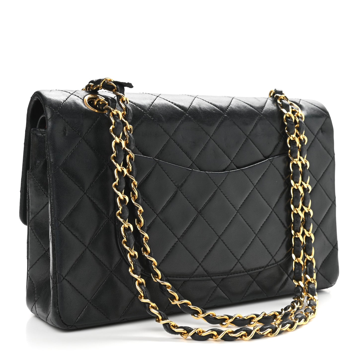 Lambskin Quilted Medium Double Flap Black