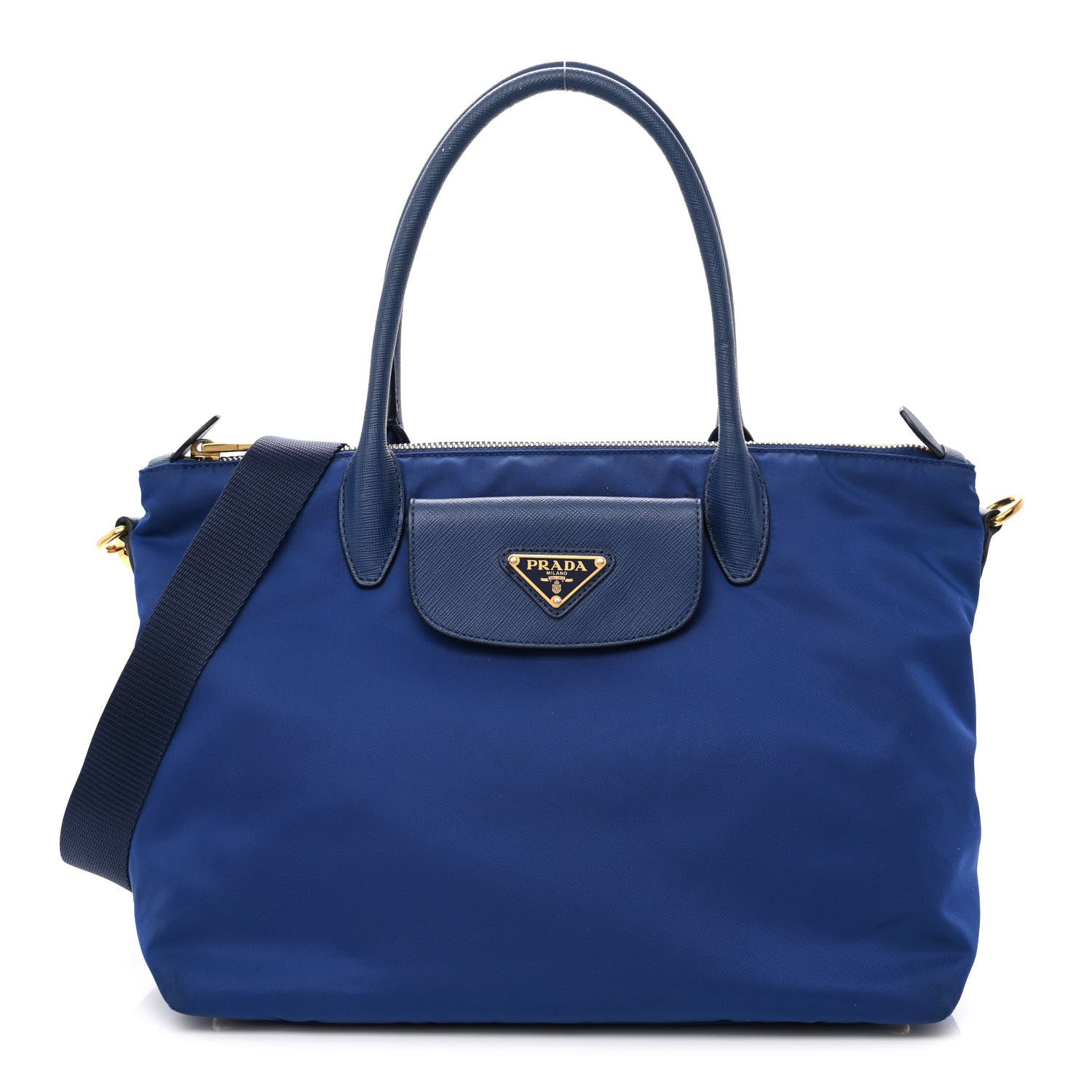 Prada Tessuto Nylon Saffiano Tote Bluette 1 of 11