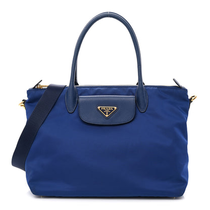 Prada Tessuto Nylon Saffiano Tote Bluette 1 of 11