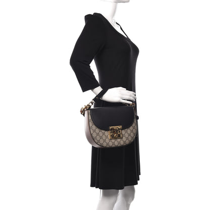 Gucci GG Supreme Monogram Web Medium Padlock Messenger Shoulder Bag Black 2 of 13