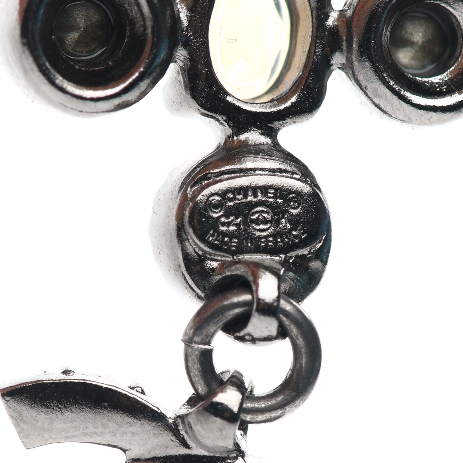 Chanel Ruthenium Crystal CC Drop Earrings 4 of 4