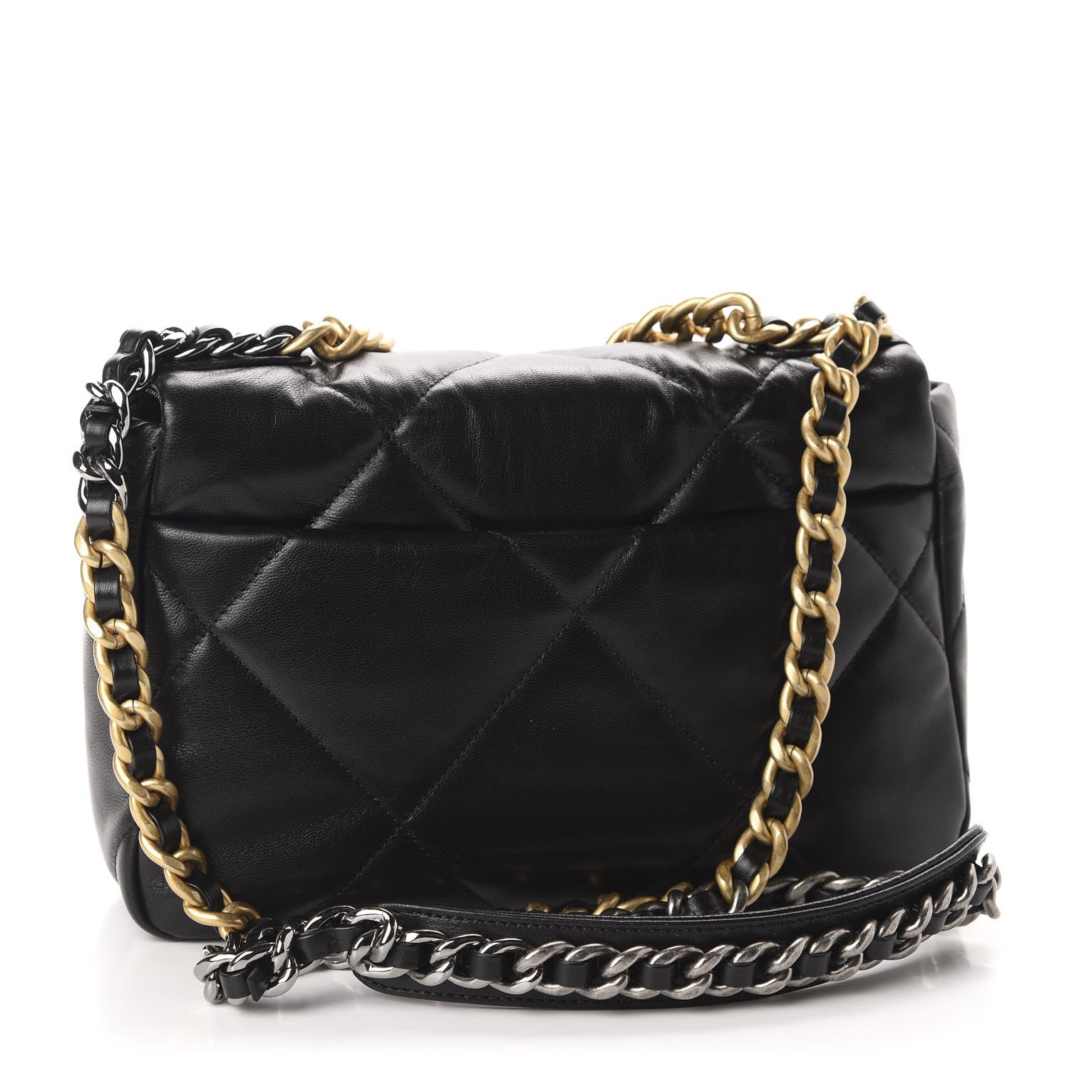 Chanel Shiny Goatskin Quilted Medium 19 Flap Black 3 of 11
