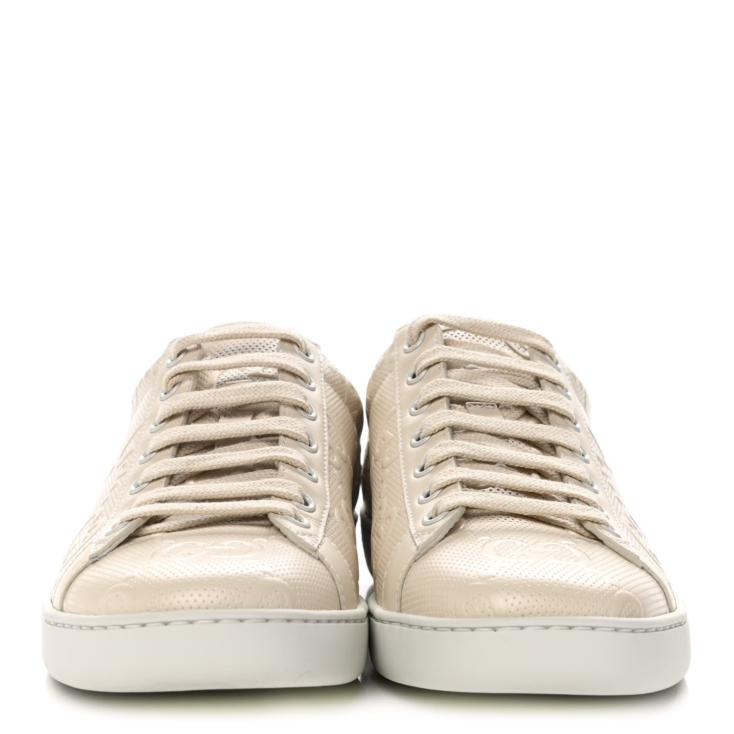 Gucci Calfskin GG Tennis Embossed Womens Ace Sneakers 39 Mystic White 2 of 10