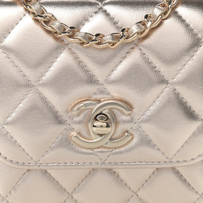 Chanel Metallic Lambskin Quilted Mini Trendy CC Clutch With Chain Gold 8 of 11