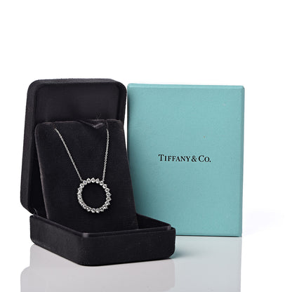 Tiffany Platinum Diamond Open Circle Pendant Necklace 7 of 7