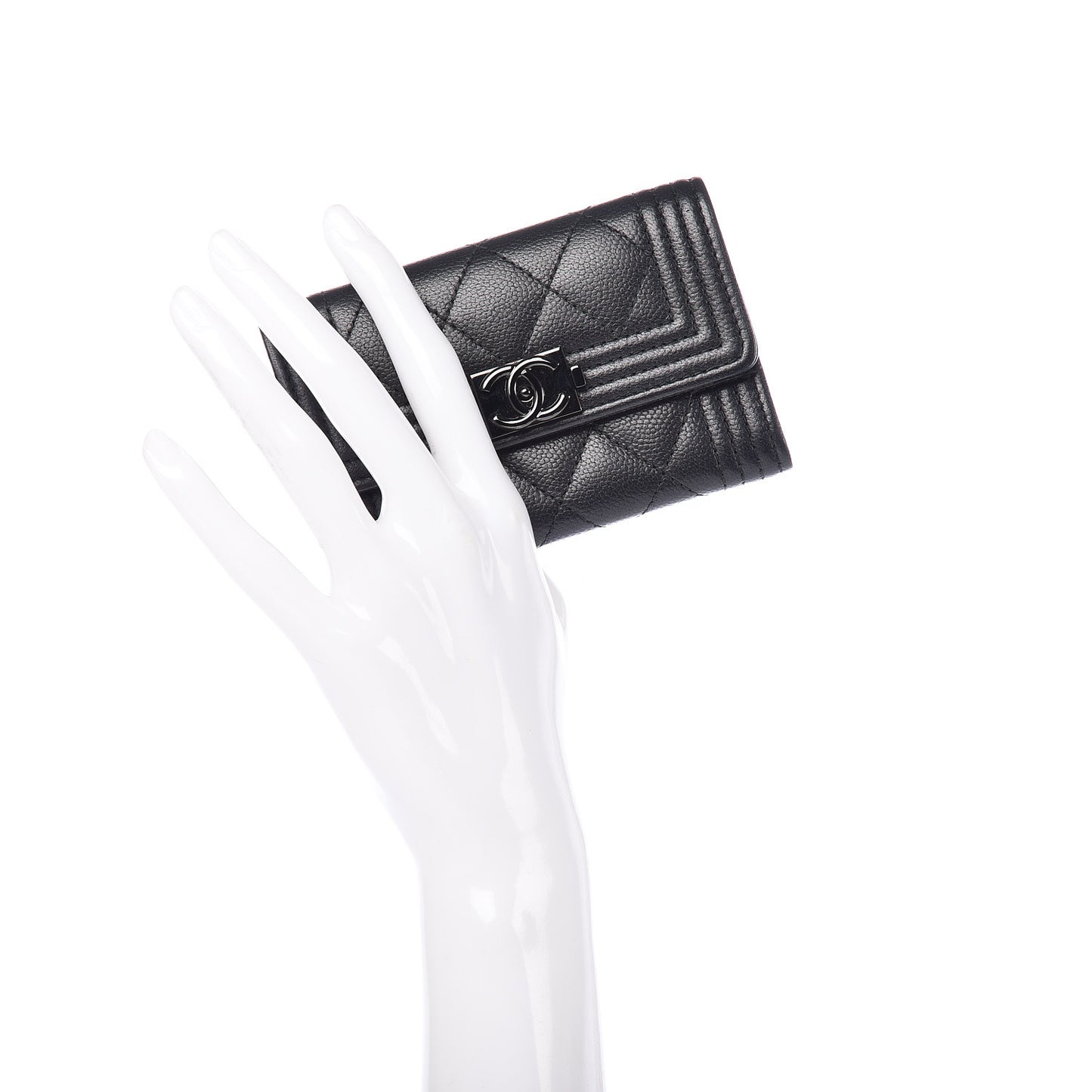 Caviar Quilted Boy Flap Card Holder So Black