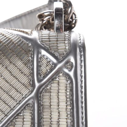 Christian Dior Metallic Calfskin Beaded Small Diorama Flap Bag Silver 10 of 12