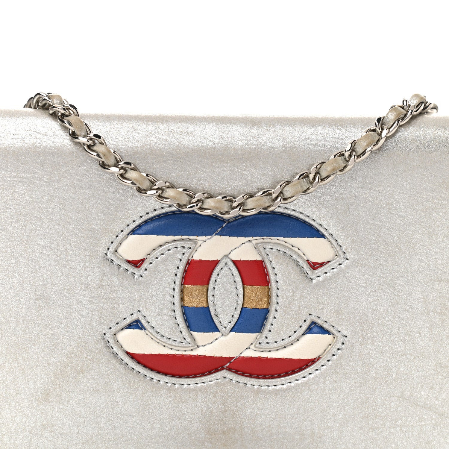 Chanel Metallic Lambskin Wallet on Chain WOC Silver 9 of 14