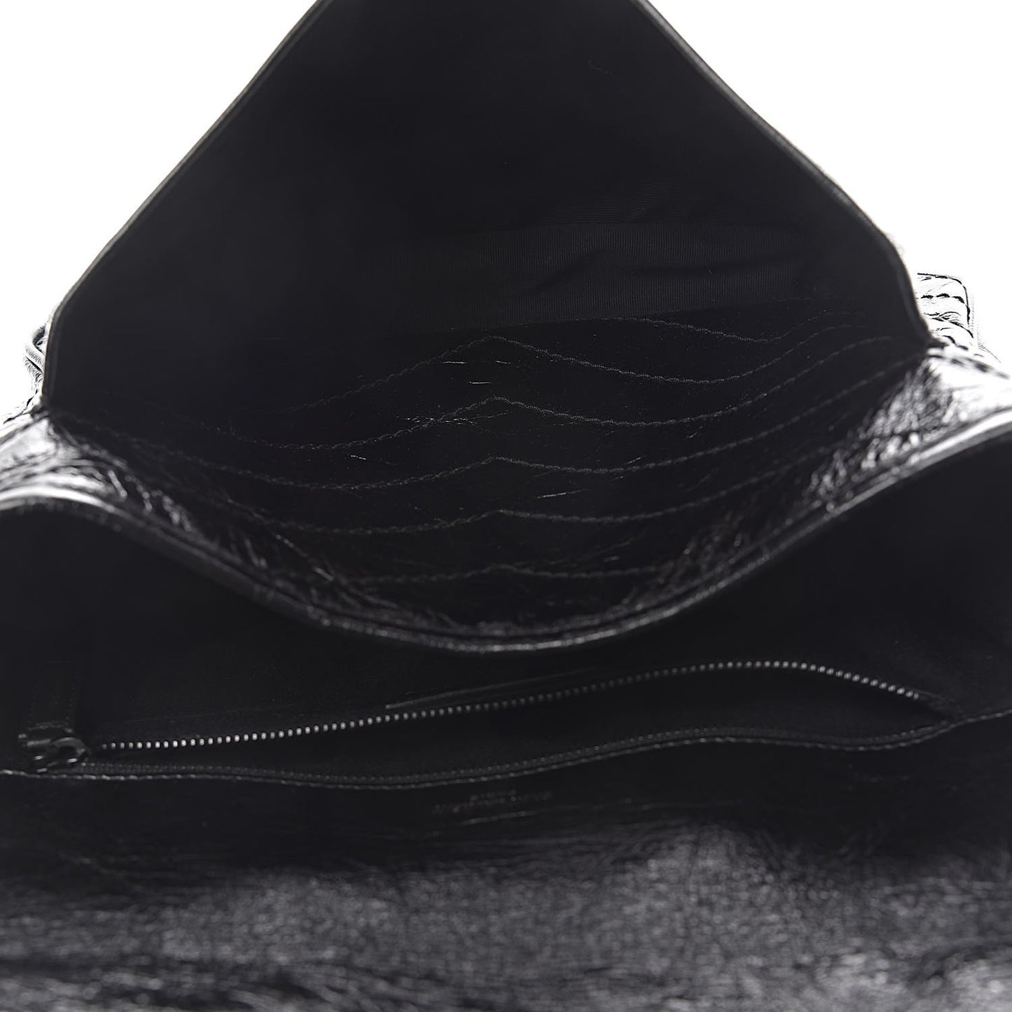 Crinkled Calfskin Matelasse Monogram Medium Niki Chain Satchel Black