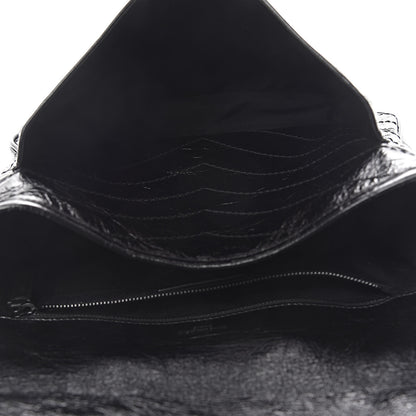 Saint Laurent Crinkled Calfskin Matelasse Monogram Medium Niki Chain Satchel Black 6 of 12