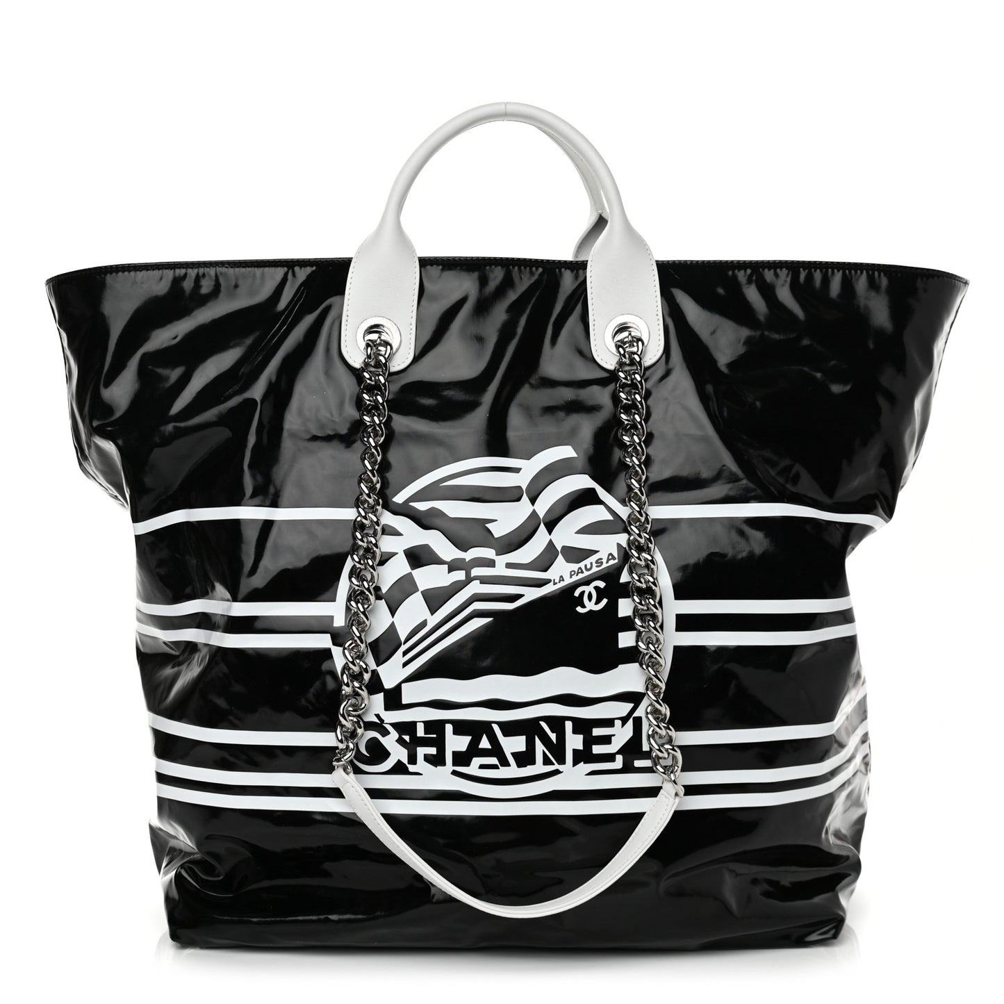 Vinyl Large La Pausa Bay Shopping Bag Black