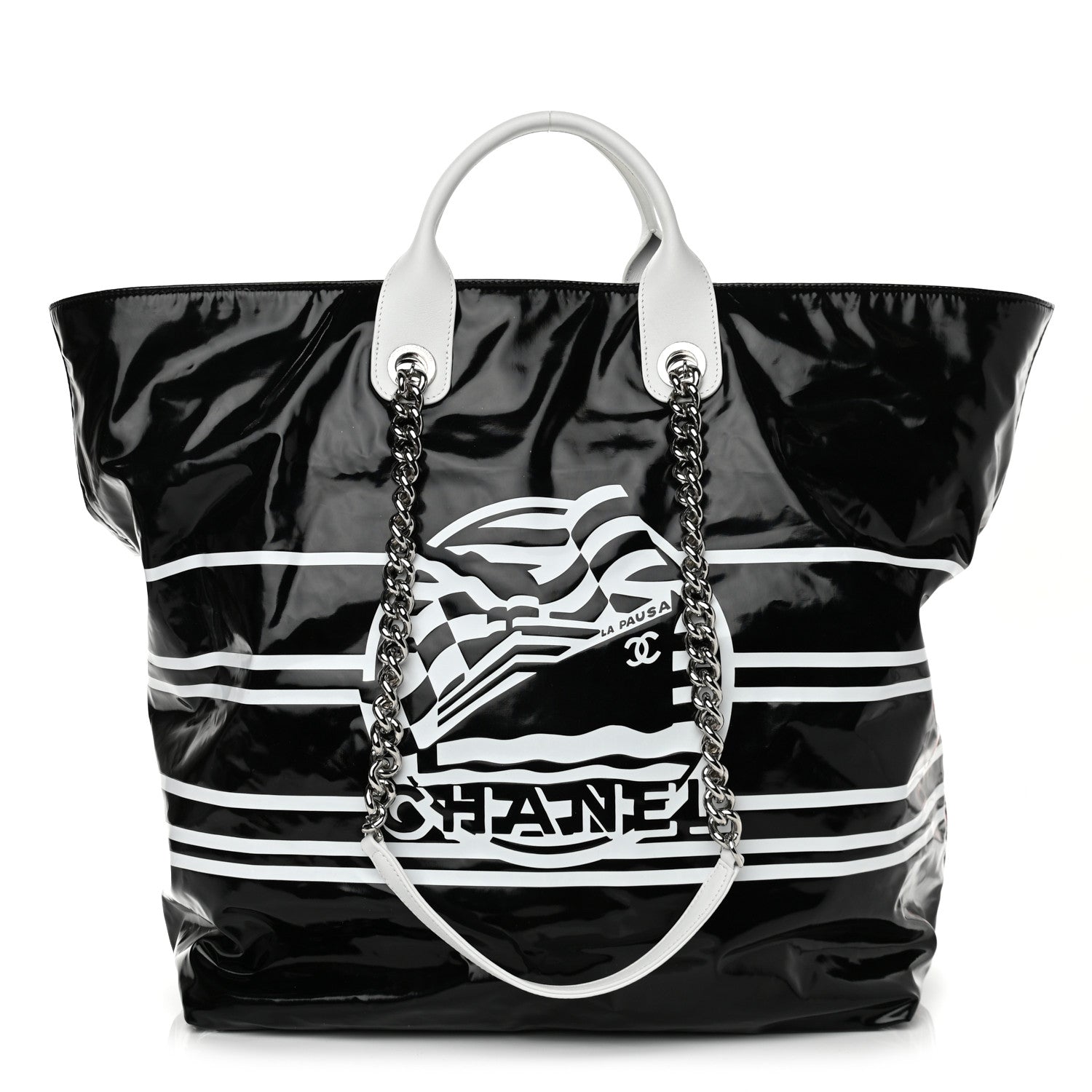 Chanel Vinyl Large La Pausa Bay Shopping Bag Black 1 of 10