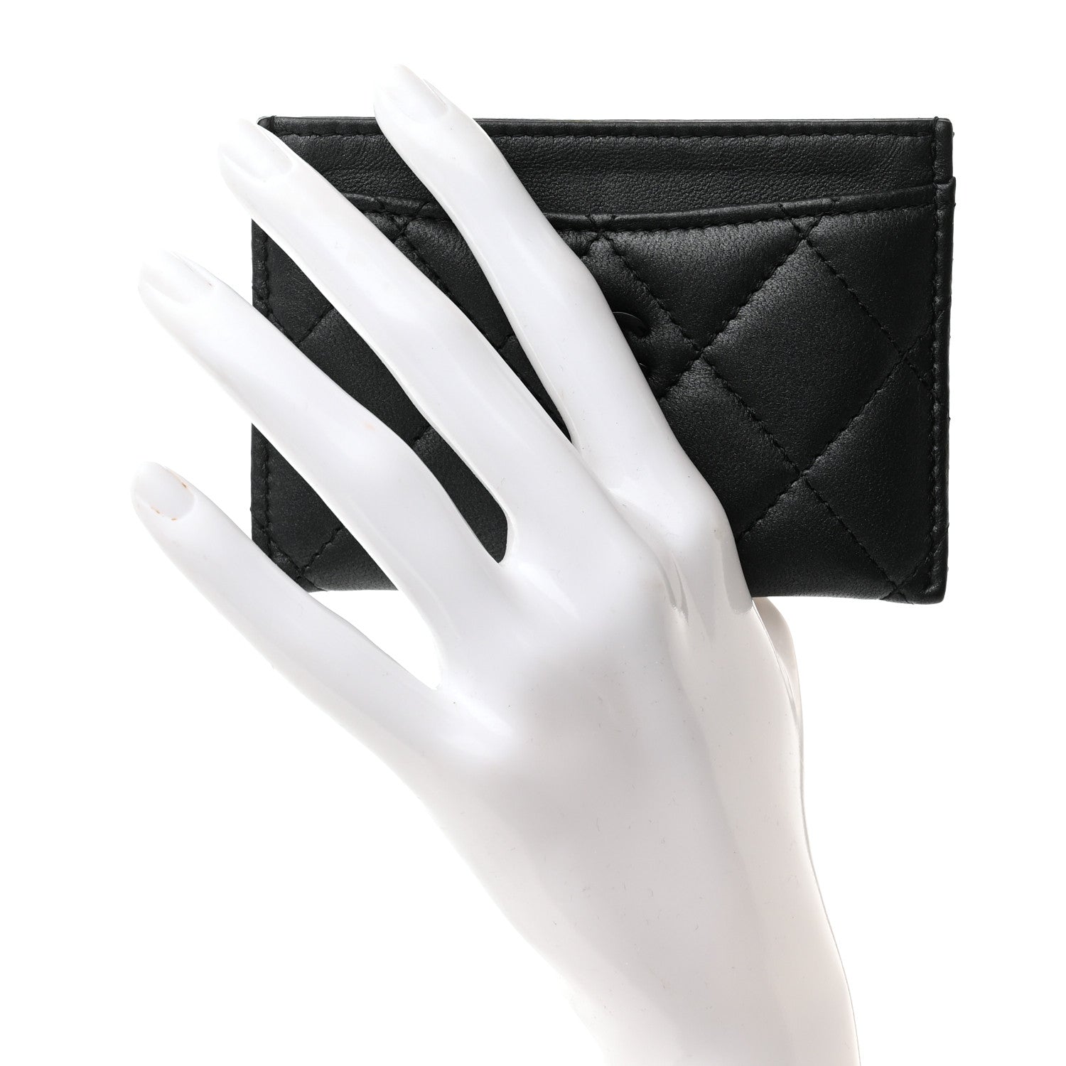 Chanel Pearly Lambskin Quilted Card Holder So Black 2 of 9