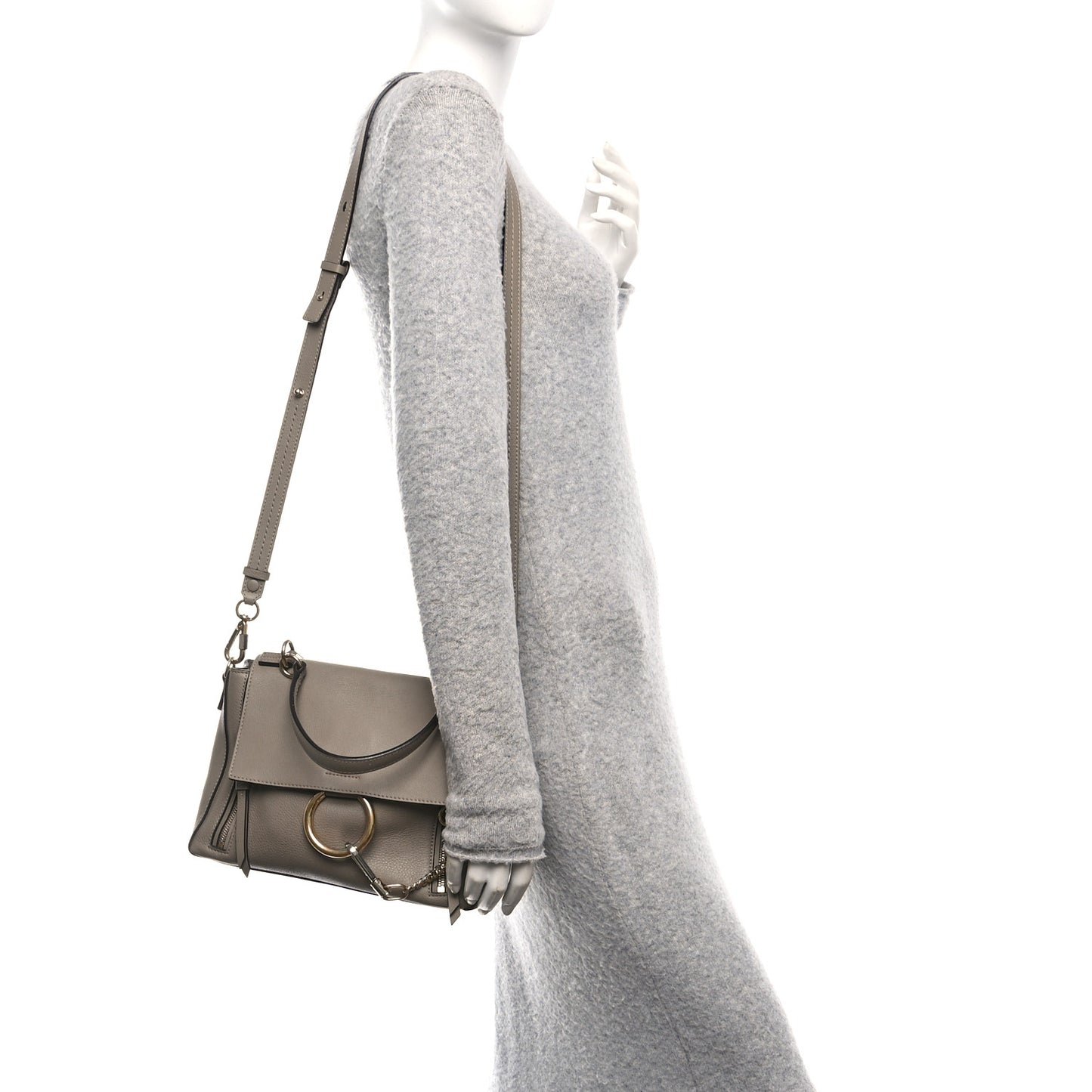 Calfskin Small Faye Day Shoulder Bag Motty Grey