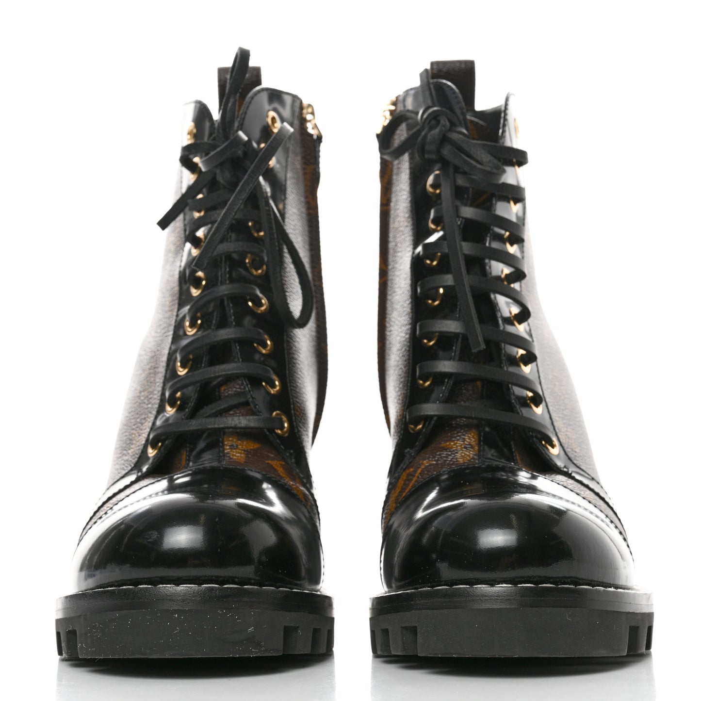 Patent Calfskin Monogram Star Trail Ankle Boots 40.5 Black