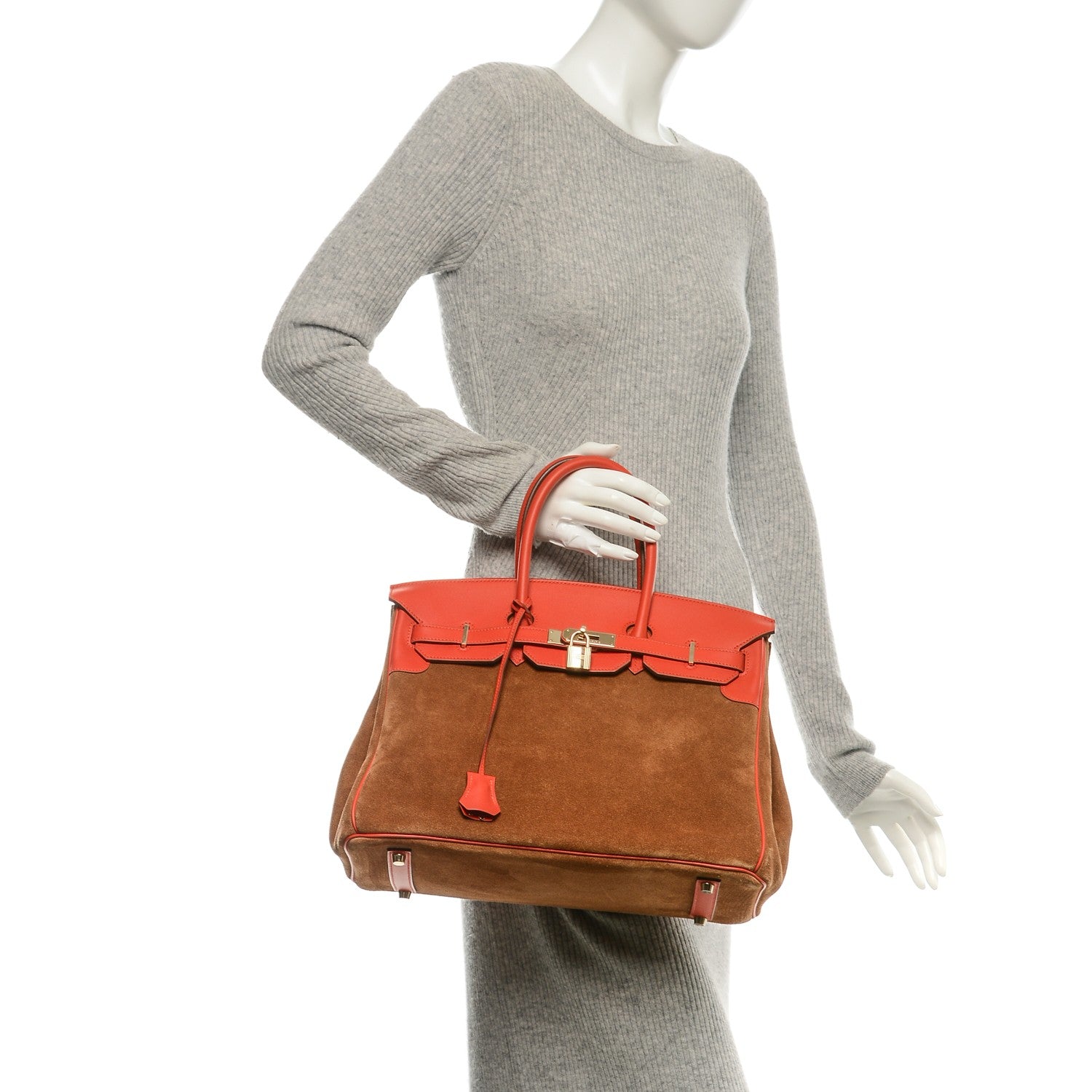 Hermes Veau Doblis Swift Grizzly Birkin 35 Chamois Capucine 2 of 29
