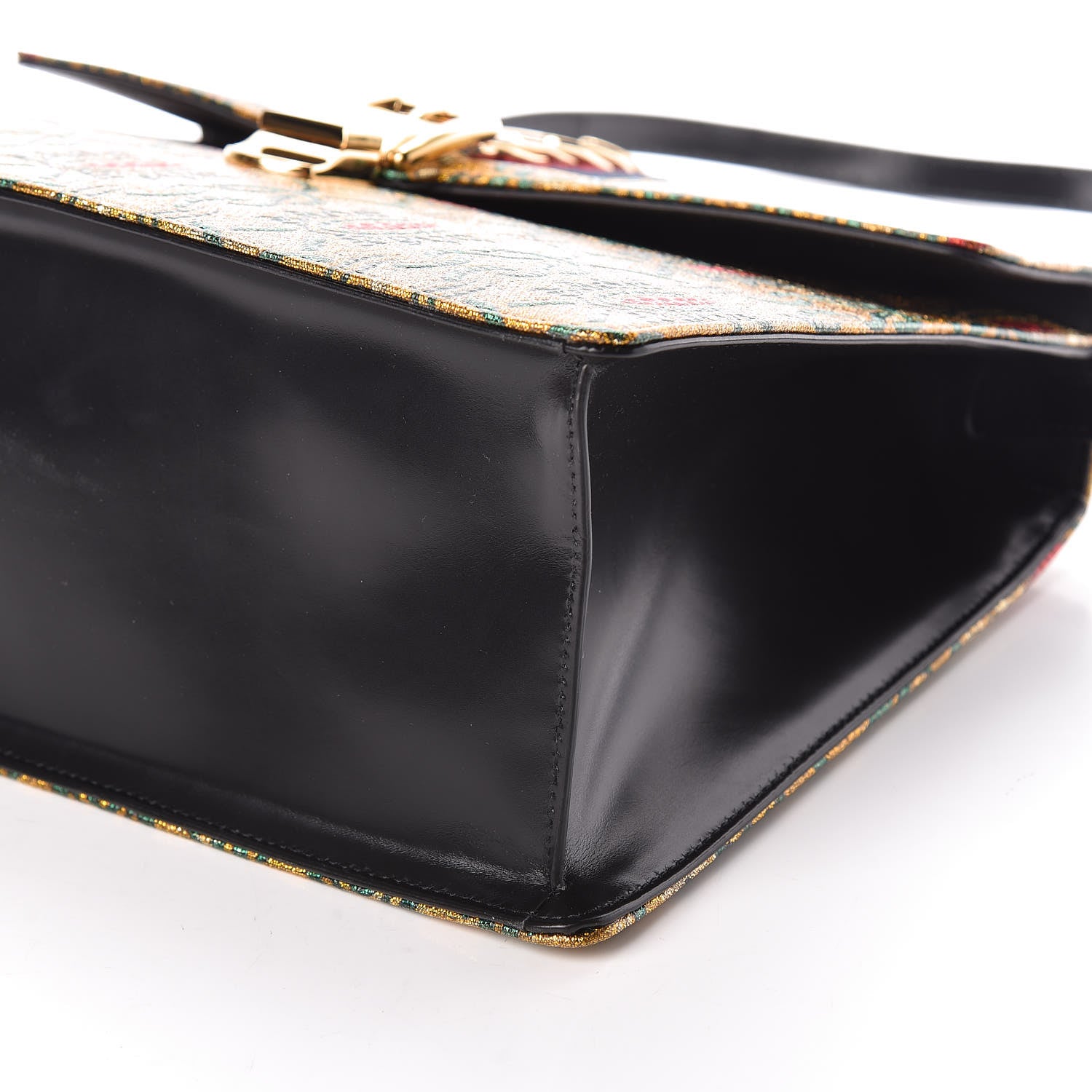 Gucci Iridescent Brocade Medium Sylvie Top Handle Bag Gold 9 of 9
