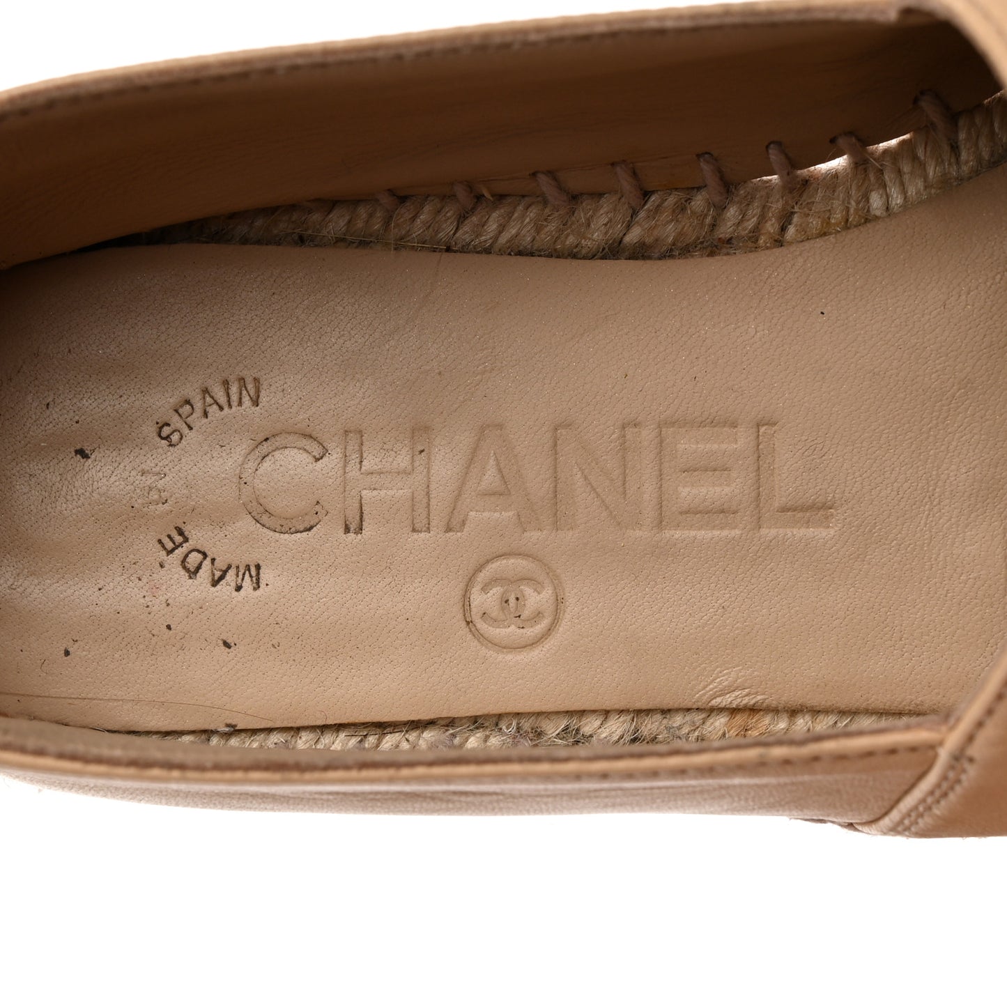 Lambskin CC Espadrilles 35 Beige Black