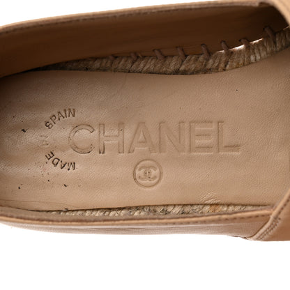 Chanel Lambskin CC Espadrilles 35 Beige Black 6 of 10