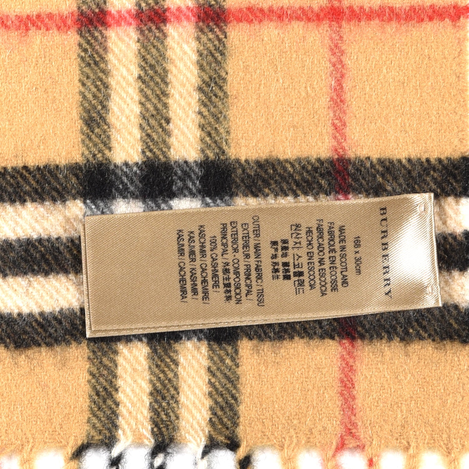 Burberry Cashmere House Check Fringe Scarf Archive Beige 4 of 5
