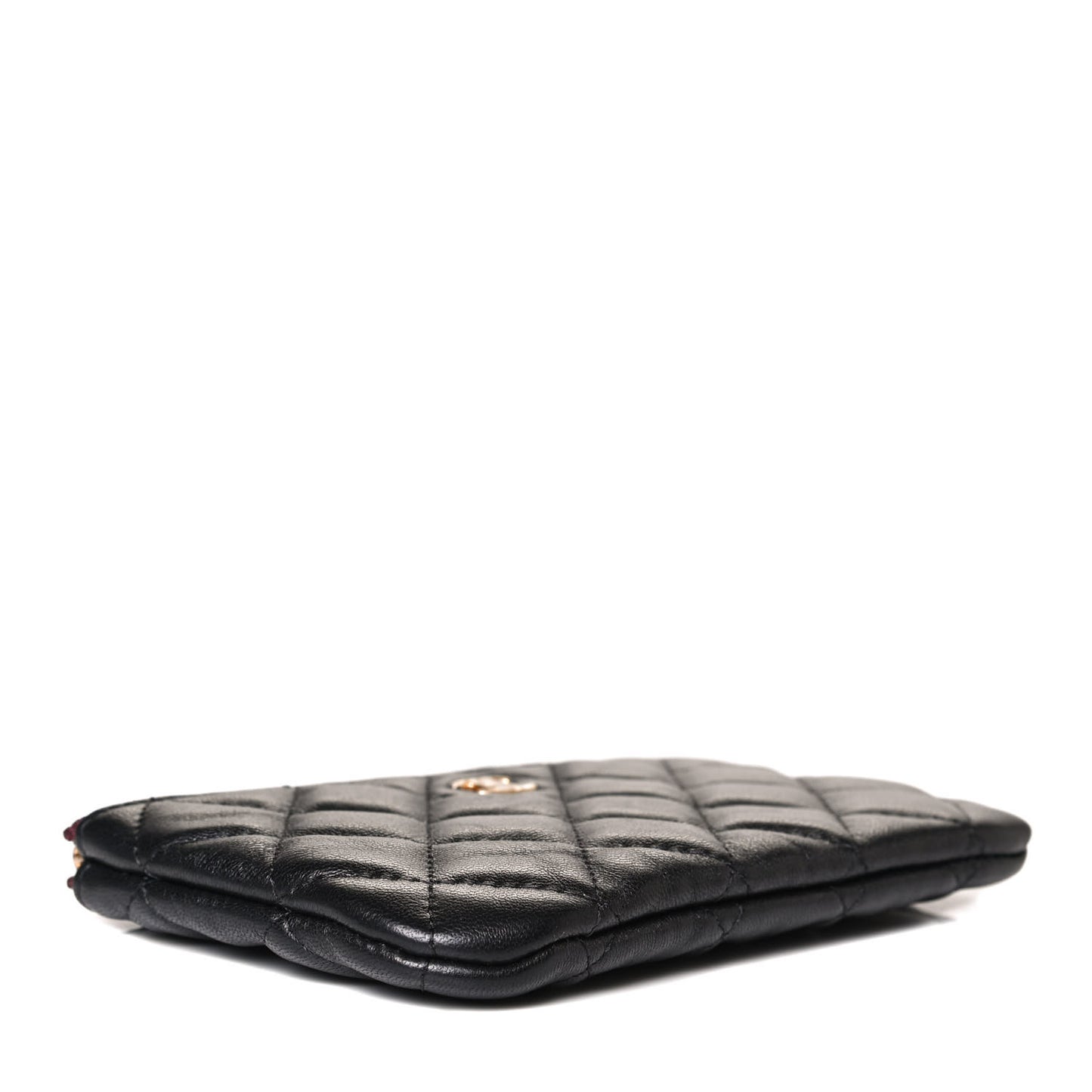 Lambskin Quilted Small Cosmetic Case Black