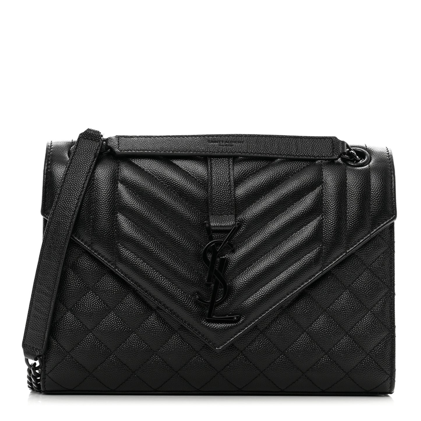 Grain De Poudre Textured Mixed Matelasse Triquilt Medium Monogram Monochrome Satchel Black