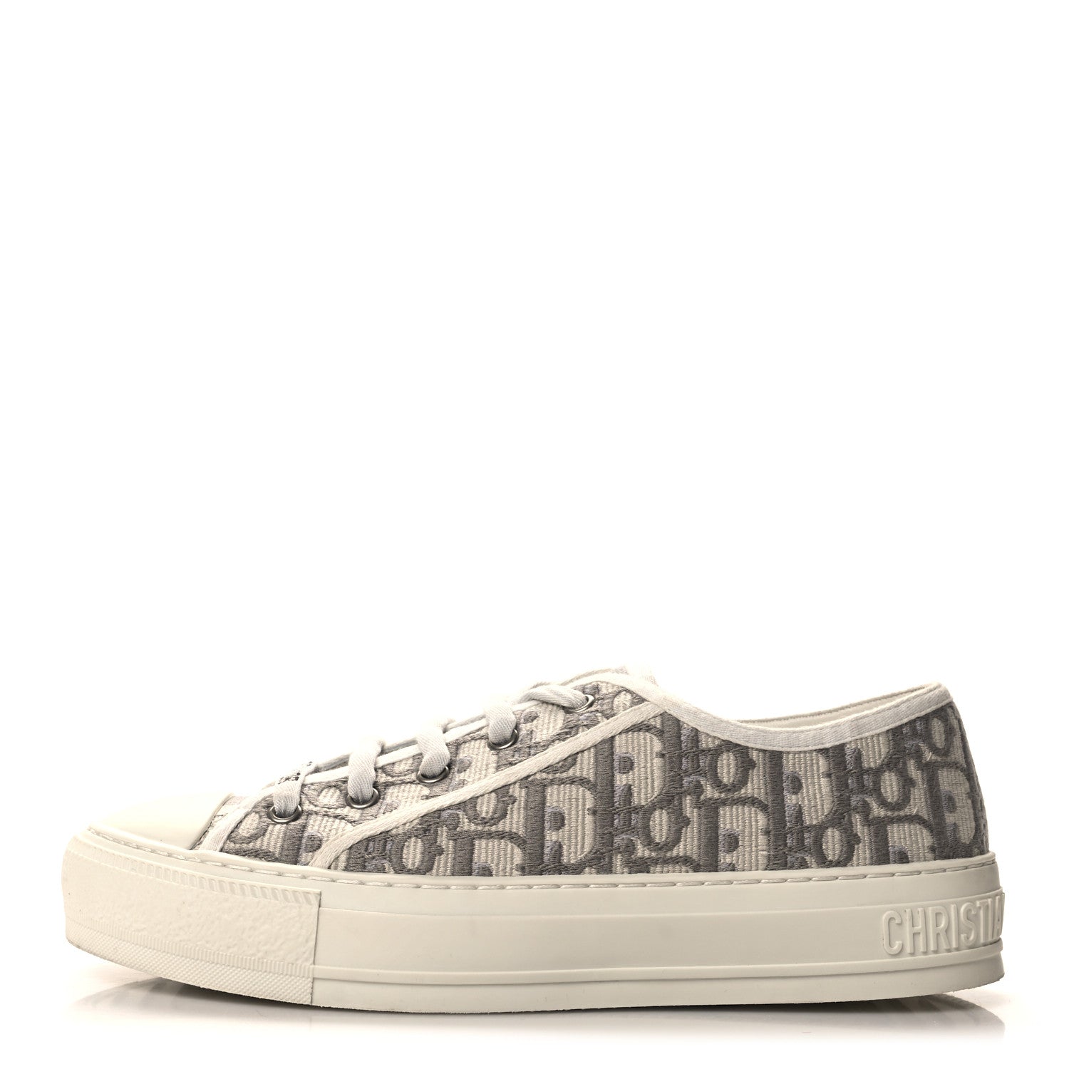 Christian Dior Canvas Oblique Walk'N'Dior Low Top Sneakers 39 Grey Stone 1 of 9