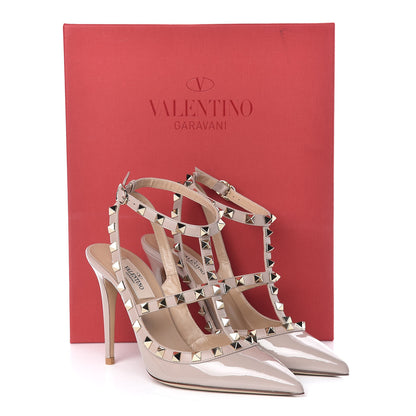 Valentino Garavani Patent Nappa Rockstud Ankle Strap 100mm Pumps 37 Poudre 8 of 8