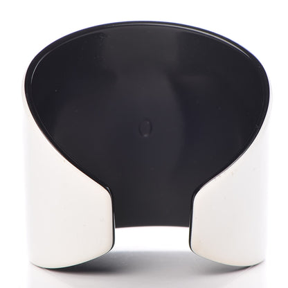 Chanel Resin CC Wide Cuff White Black 3 of 5