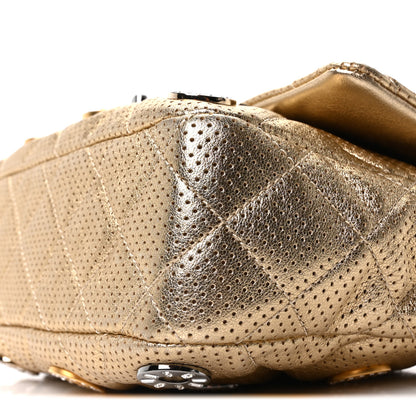 Chanel Perforated Metallic Lambskin Small CC Medals Flap Gold 10 of 10