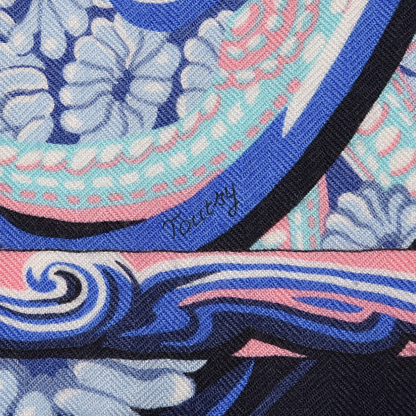 Cashmere Silk De La Mer Au Ciel Shawl 140 Marine Rose Turquoise