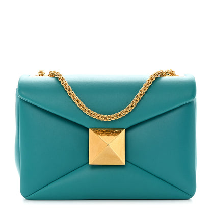 Valentino Garavani Nappa One Stud Chain Clutch Ultra Marine Green 1 of 10