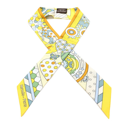 Hermes Silk Les Murmures de la Foret Twilly Jaune Vif Vert Miel 1 of 3