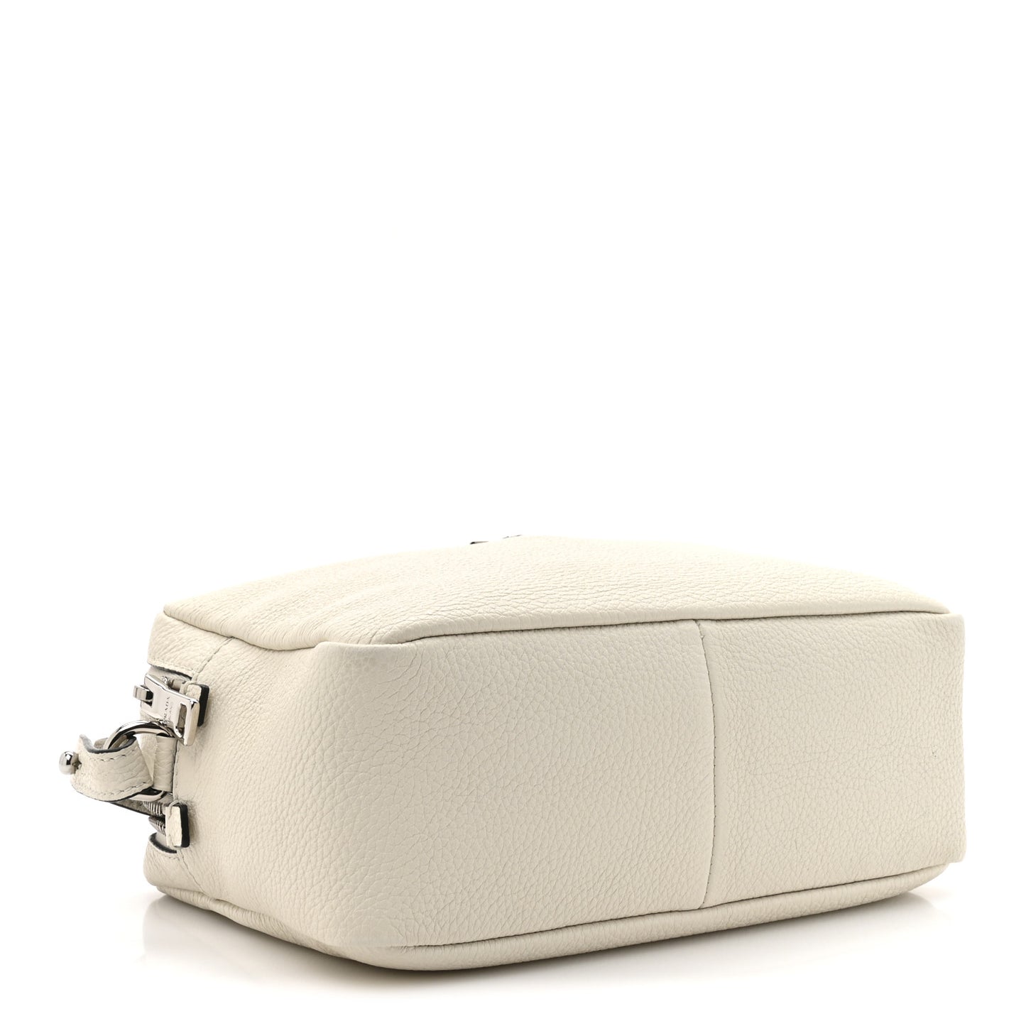 Vitello Daino Soft Medium Double Zip Shoulder Bag White