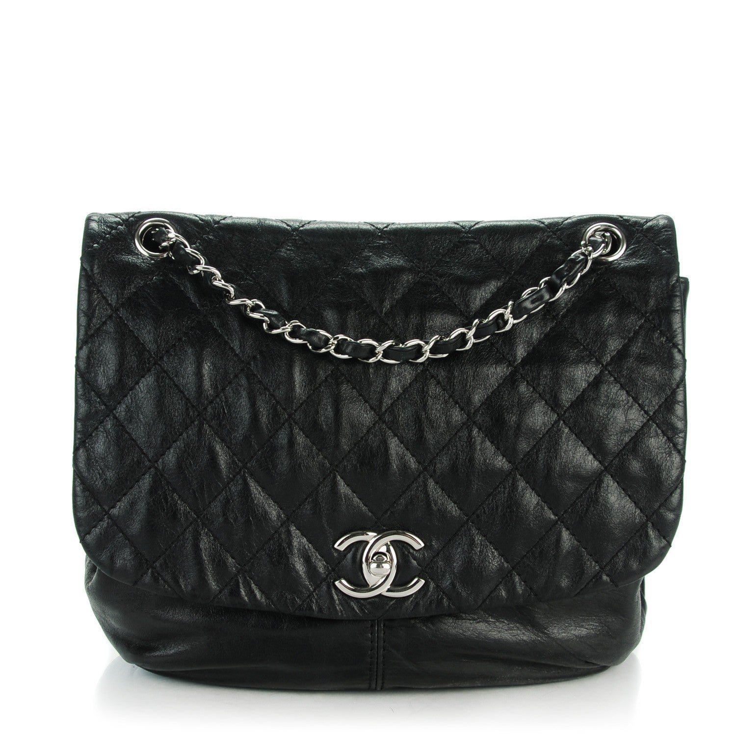 Chanel Shiny Lambskin Quilted Medium Trianon Messenger Flap Black 1 of 8