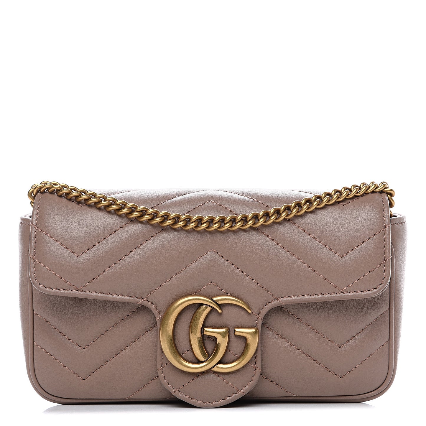 Calfskin Matelasse Super Mini GG Marmont Shoulder Bag Porcelain Rose