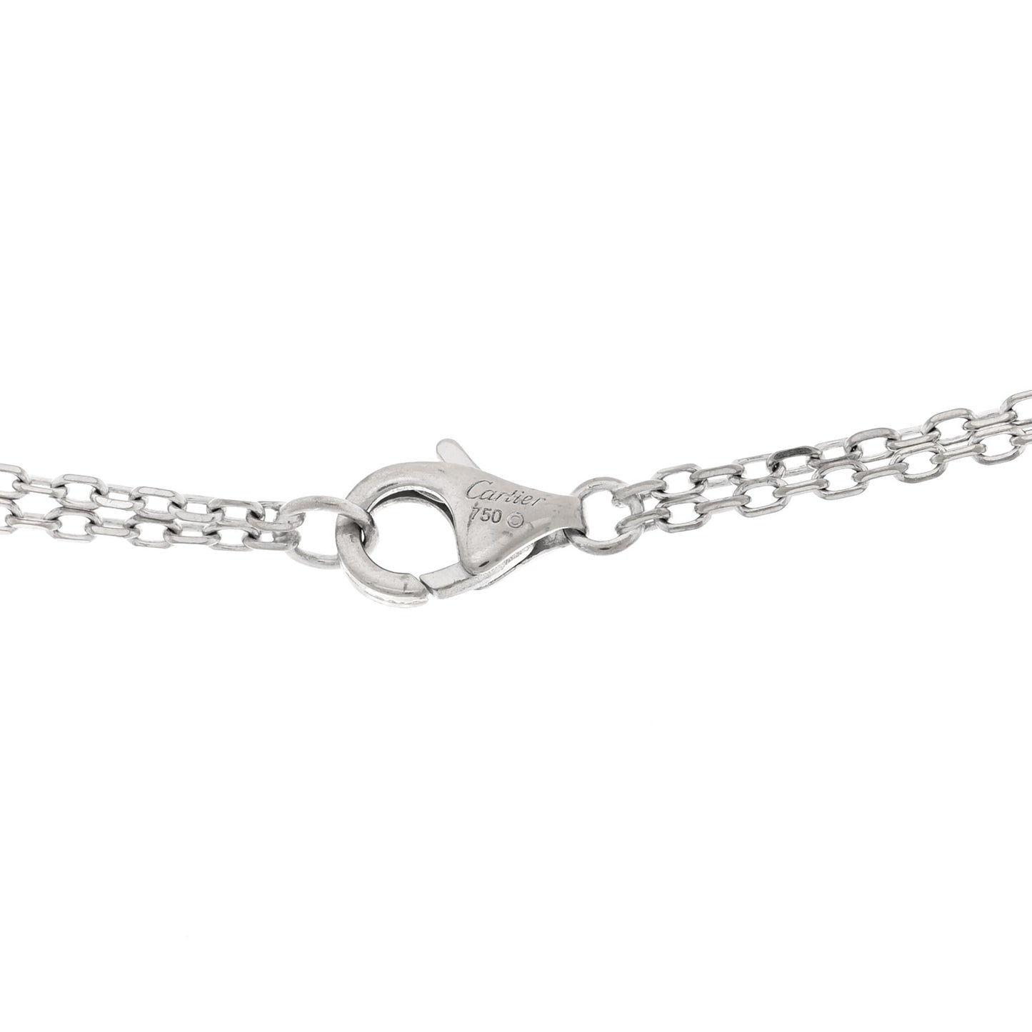 18K White Pink Gold Diamond Three Ring LOVE Pendant Necklace