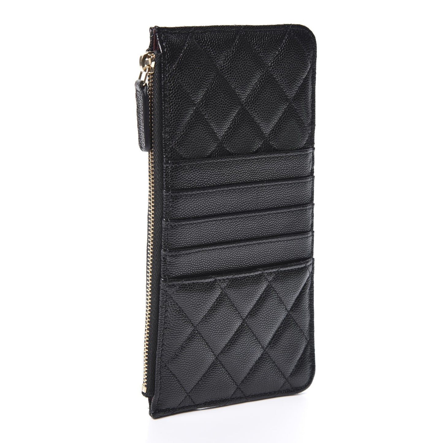 Caviar Quilted Classic Flat Wallet Pouch Black