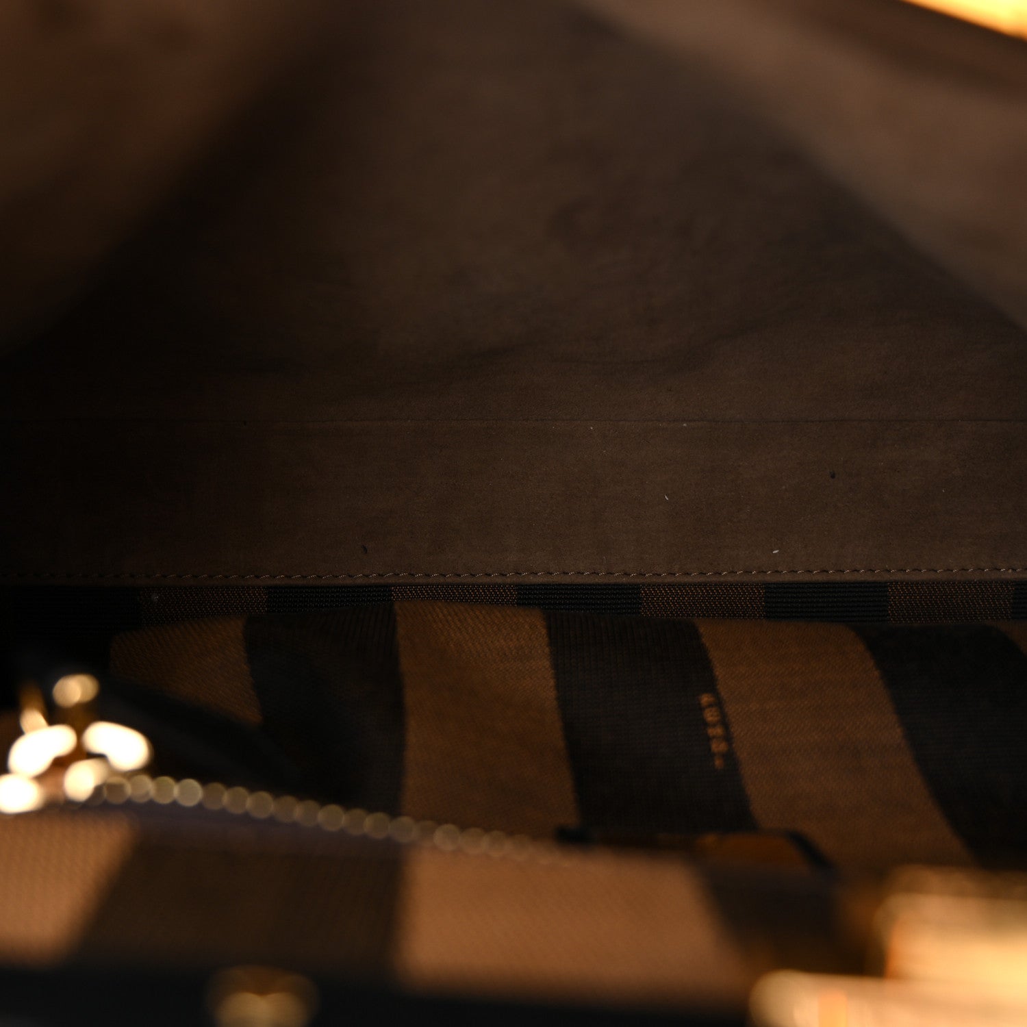 Fendi Vitello Morgan Fabric Jacquard Pequin Medium Peekaboo Iconic Satchel Black Tobacco 6 of 11