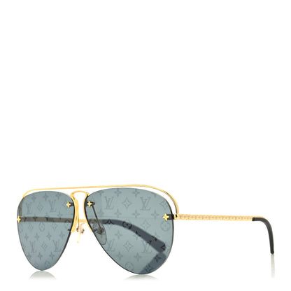 Louis Vuitton Metal Monogram Grease Sunglasses Z1172W Gold 1 of 9