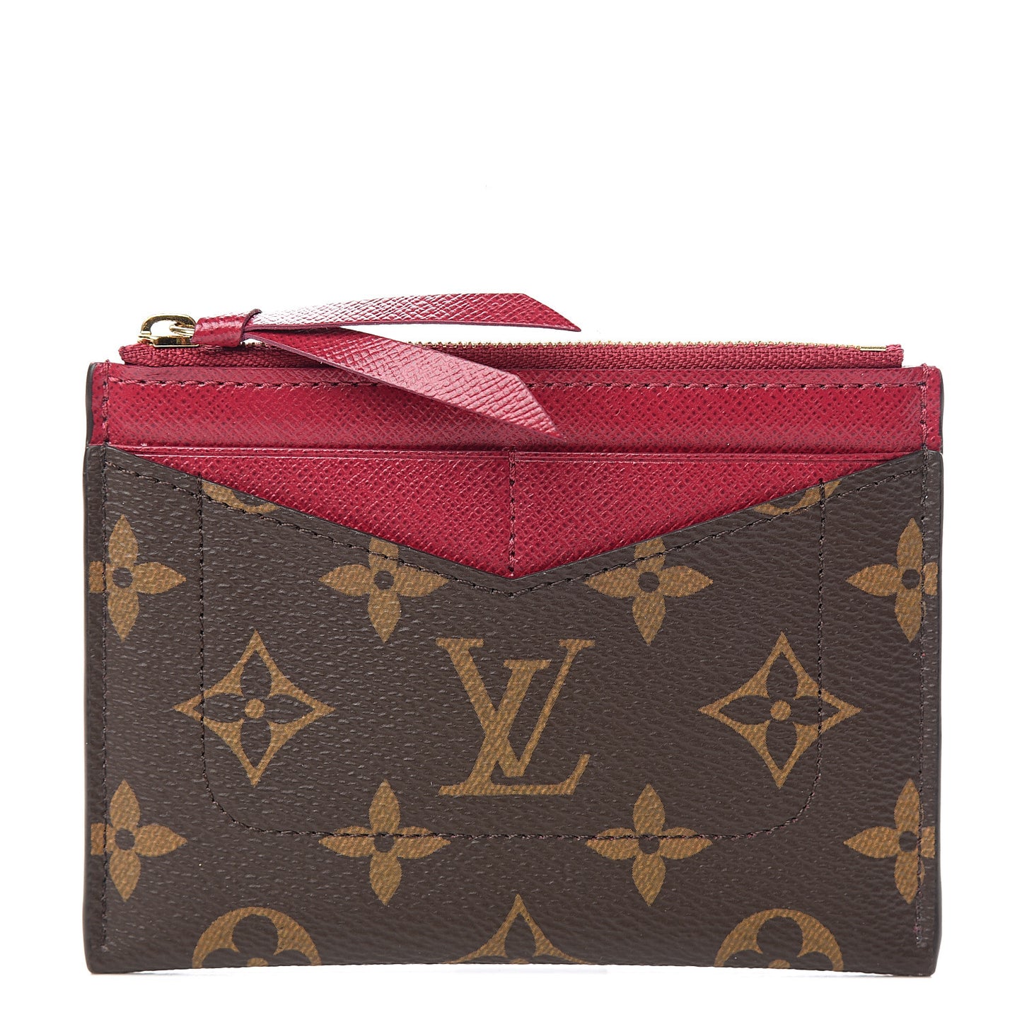 Monogram Zipped Card Holder Fuchsia