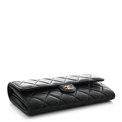 Chanel Lambskin Quilted Large Gusset Flap Wallet Black 4 of 13