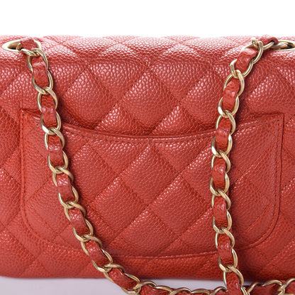 Chanel Pearly Caviar Quilted Mini Rectangular Flap Orange 9 of 10