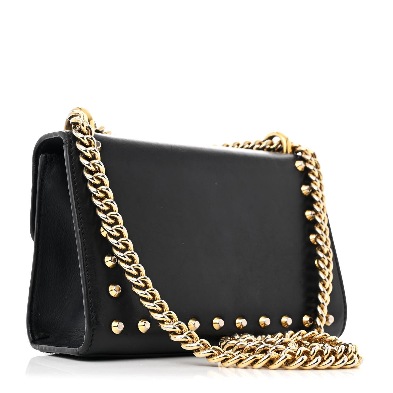 Gucci Calfskin Studded Small Padlock Shoulder Bag Black 3 of 11