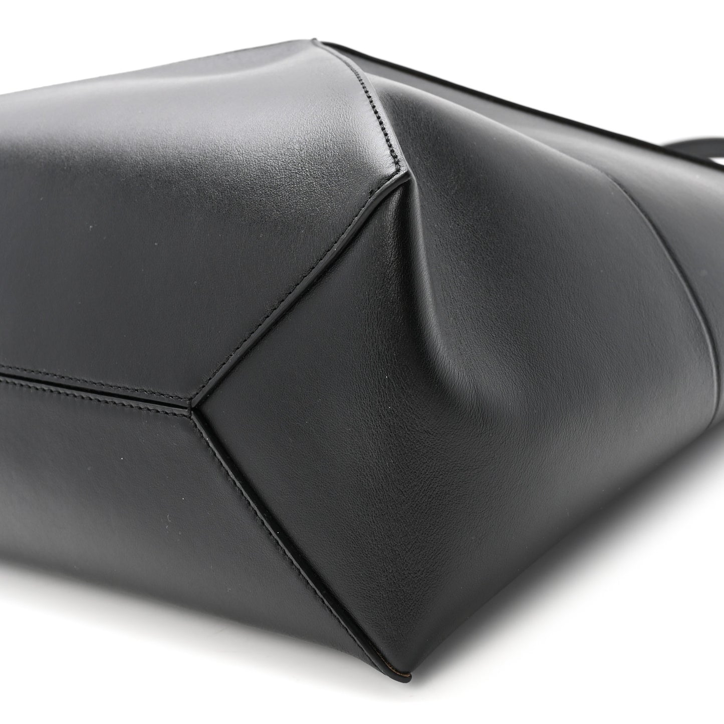 Shiny Calfskin Medium Puzzle Fold Tote Black