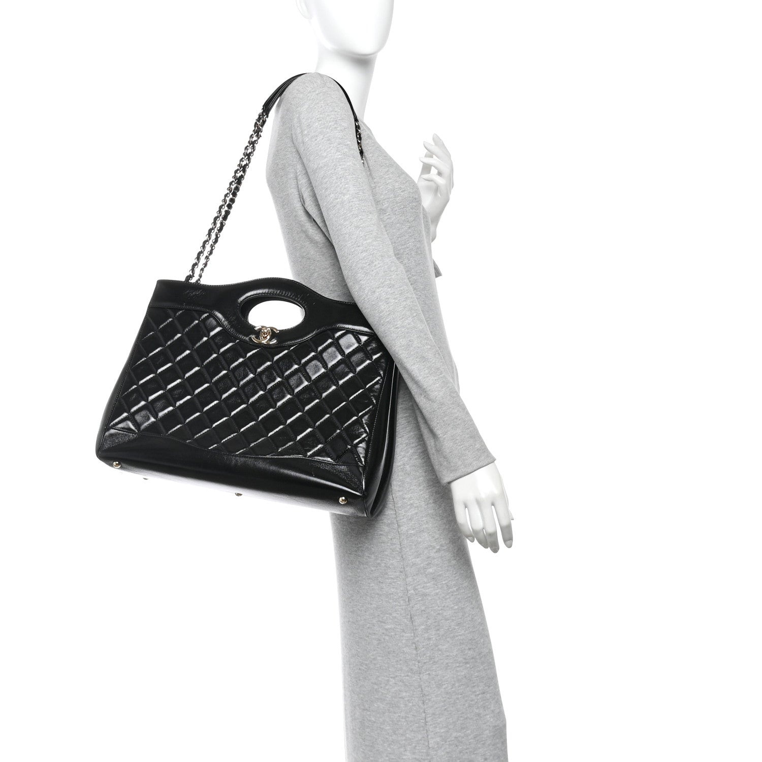 Chanel Shiny Lambskin Quilted Large 31 Shopping Bag Black 2 of 10
