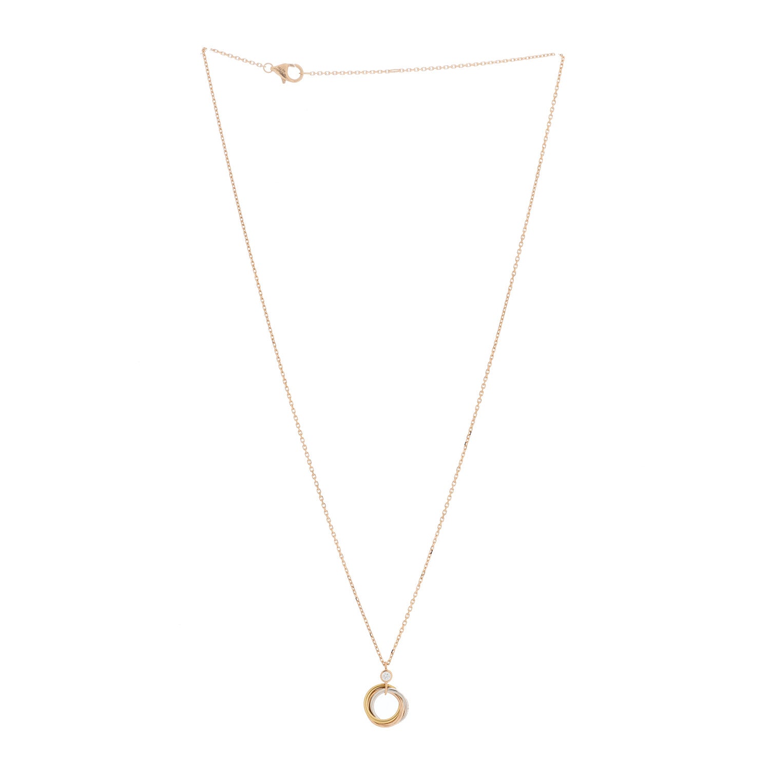 Cartier 18K Pink Yellow White Gold Diamond Trinity Pendant Necklace 2 of 5