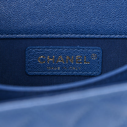 Chanel Caviar Quilted North South Boy Flap Blue 6 of 10